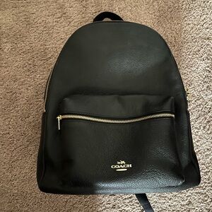 Coach Black Leather Backpack
